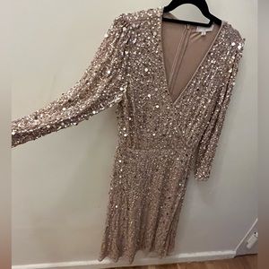 SEQUIN wrap midi dress in blush! Perfect for the holidays!!